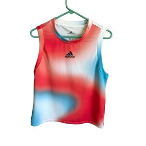 Adidas colorful orange blue women’s athletic tank top size Large